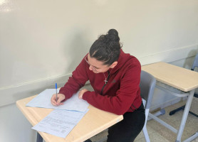 Tawjihi students in our schools during the Arabic exam.