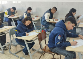 Tawjihi students in our schools during the Arabic exam.