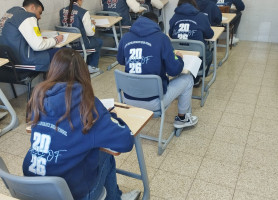 Tawjihi students in our schools during the Arabic exam.