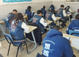 Tawjihi students in our schools during the Arabic exam.