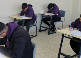 Tawjihi students in our schools during the Arabic exam.