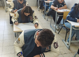 Tawjihi students in our schools during the Arabic exam.