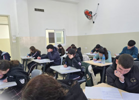 Tawjihi students in our schools during the Arabic exam.