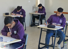 Tawjihi students in our schools during the Arabic exam.