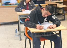 Tawjihi students in our schools during the Arabic exam.