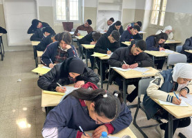 Tawjihi students in our schools during the Arabic exam.