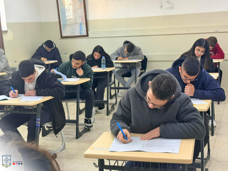 Tawjihi students in our schools during the Arabic exam.